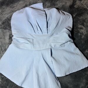Light Blue Strapless Top